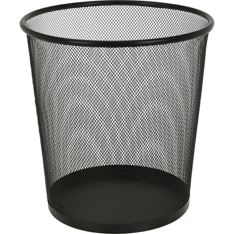 Schwarzer Metall-Abfalleimer, 28 cm (1/3)