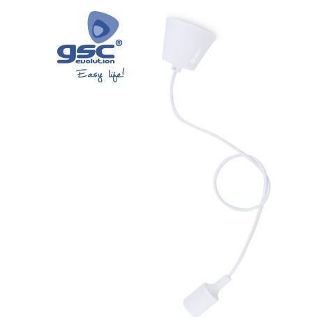 Portalampada E27 in silicone cavo tessile 1M - GSC bianco 000703499