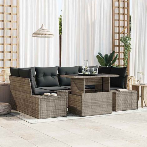 Conjunto de sofá de jardín 7 pcs Gris 100 x 55 x 73 cm