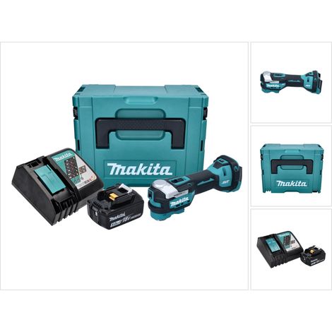Utensile multifunzione a batteria Makita DTM 52 RT1J 18 V Starlock Max Brushless + 1x batteria ricaricabile 5,0 Ah + caricabatterie + Makpac