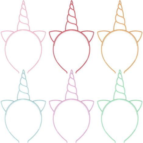 Set mit 12 farbenfrohen Einhorn-Haarreifen aus Kunststoff für Rollenspiele und Kostümpartys – Verschiedene Farben (F0015-2) – 22,60 x 14,00 x 0,30 cm (1/3)