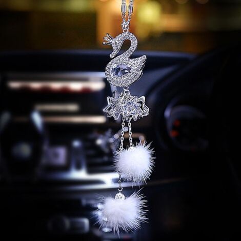 Pendentif de rétroviseur de voiture, ornement suspendu en forme de cygne en cristal