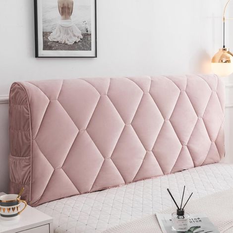Housse de tête de lit matelassée et élastique épaisse, housse de tête de lit anti-poussière uniquement (150 x 70 cm, rose) (1/5)