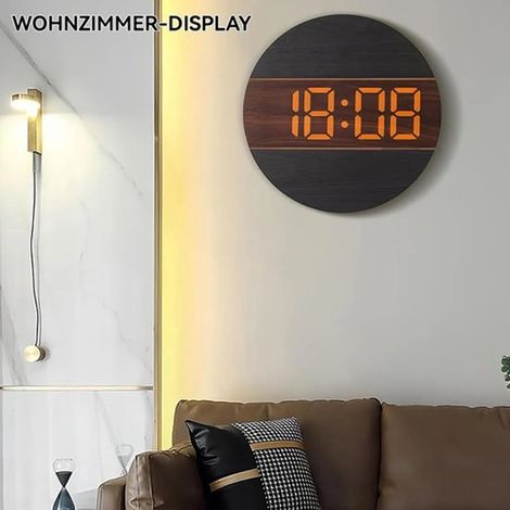 Reloj de pared digital de madera con gran pantalla LED，función de atenuación automática，funcionamiento silencioso，visualización de 12/24 horas (1/5)