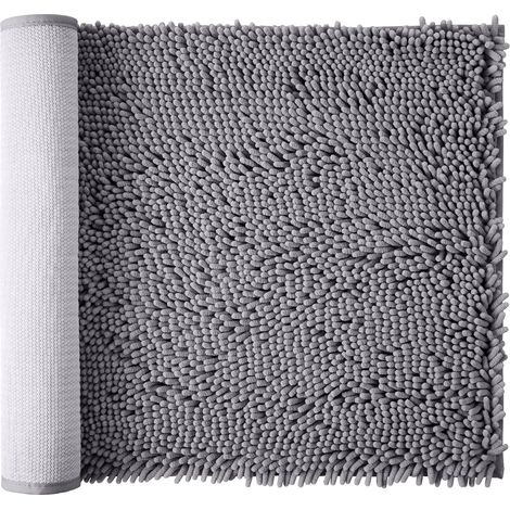 Tapis de tapis de salle de bain gris, tapis de douche de salle de bain doux antidérapant, super absorbant, lavable en machine, 17x24 pouces, gris (1/5)