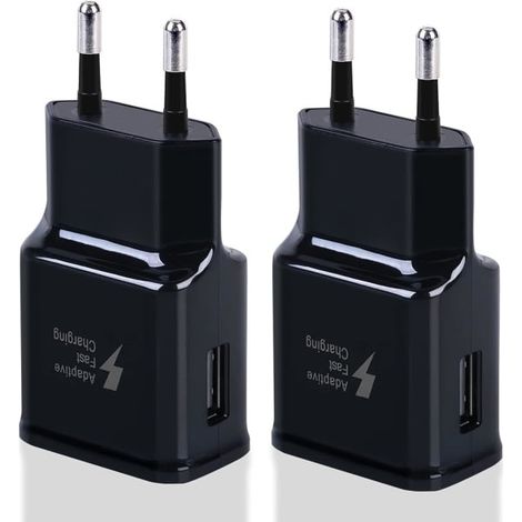 Adaptateur de charge rapide USB universel noir pour iPhone Samsung (lot de 2) (1/2)