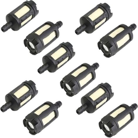 Lot de 10 filtres à carburant pour débroussailleuses et tronçonneuses, pour conduite de carburant de 3,2 mm de diamètre intérieur, 12,7 mm de diamètre extérieur et 31,8 mm de longueur. (1/4)