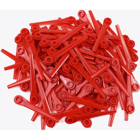 Lot 100 lames plastique – Gardena – 70 mm – rouge – rechange pour coupe‑bordures (1/5)