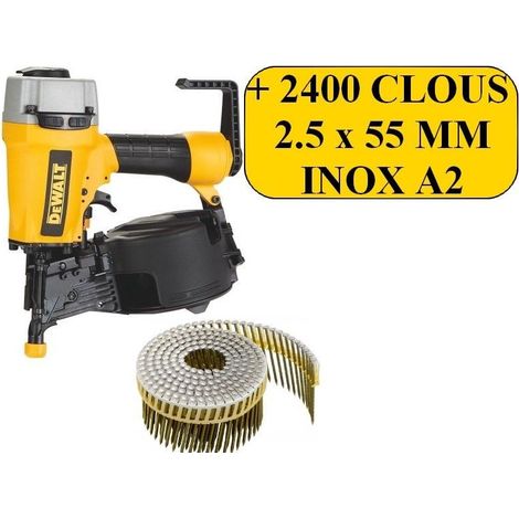 DEWALT DPN64C + 2450 clous 2.5 x 55 inox A2 CLOUEUR PNEUMATIQUE 32/64mm 15°