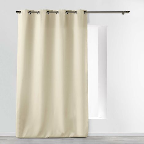 Rideau a oeillets metal 140 x 260 cm polyester uni essentiel Naturel