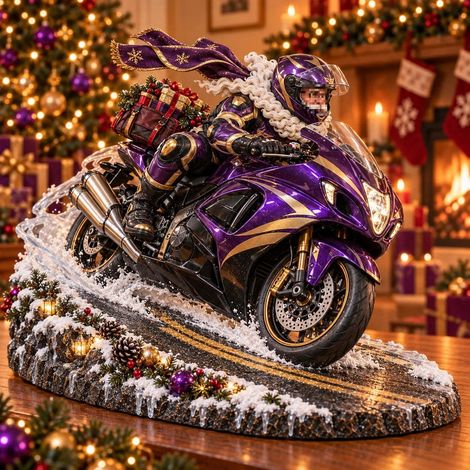 New design Christmas Motorcycle Keepsake Santa Claus Motorcycle Ornament - Purple -
