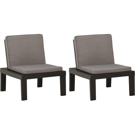 Maison Exclusive - Sedie a Sdraio da Giardino con Cuscini 2 pz in Plastica Grigio