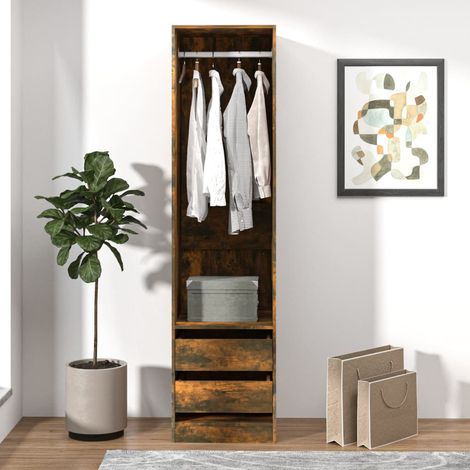 vidaXL Armoire avec tiroirs Chêne fumé 50x50x200 cm Bois