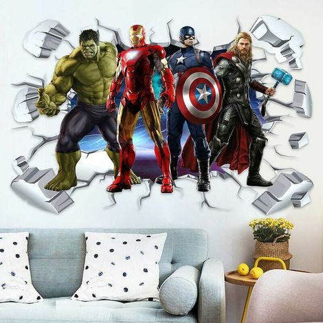 JKWG 3d Avengers Wall Sticker Marvel Super Hero Wallpaper pour la décoration de la chambre (1/3)