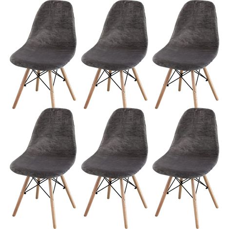 Set of 2/4/6 Mid-Century Modern Dining Chair Covers – Armless Chair Covers for Kitchen, Dining Room (Dark Grey) (1/5)