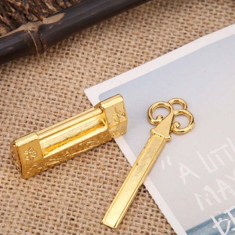 Cadenas ancien chinois décoratif, serrure à clé fleur de magnolia pour armoire vintage (1/3)