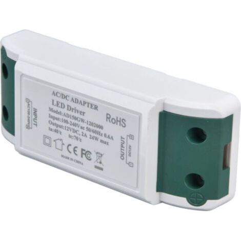 Pilote LED 12V 24W 2A Transformateur pour bande lumineuse et éclairage d'armoire ABS ignifuge Protection contre surintensités et courts-circuits - AC100-240V (1/5)