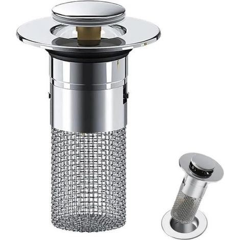 Filtre de Drainage de Sol en Acier Inoxydable - Bonde Lavabo Universel, Bouchon de Lavabo Pop-Up - Flitre de Vidange (1/4)