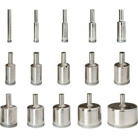 Juego de brocas de diamante AIDUCHO, 15 piezas, sierras de corona de 6-50 mm, cortadores de diamante, acero al carbono, para vidrio, cerámica, porcelana, mármol, azulejos y granito. (1/5)