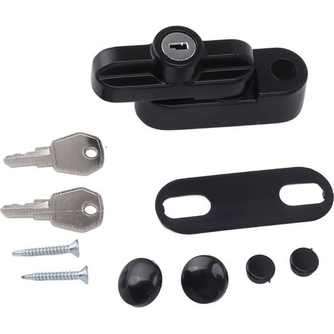 Verrou de fenêtre extérieur en alliage d'aluminium antivol, boucle plate pour fenêtres simples et doubles, noir (1/5)