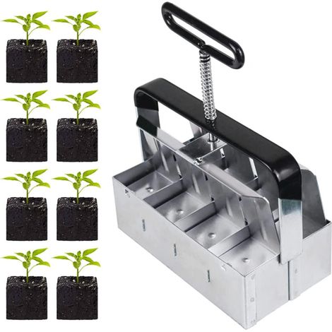 Bloqueur de Sol Manuel, 8 x 2" Blocage de Terre Manuel Bloc de Sol Faisant Un Outil de Plantation de Plantes pour Jardin, Pépinière, Plantation, Repiquage, Planter, Serre (1/5)