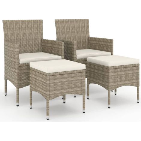 Maison Exclusive - Set Sedie da Giardino con Poggiapiedi 4 pz in Polyrattan Beige