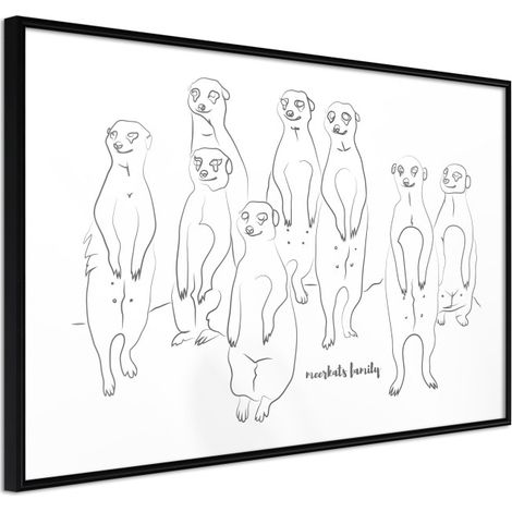 Affiche Murale Encadrée "Meerkat Lookout" 45 x 30 cm Noir