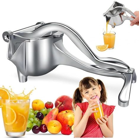 Manual citrus press made of aluminum, juicer with ergonomic handle, DIY fruit press for oranges, lemons and other fruits, manual lemon press for kitchen, bar and juice bar