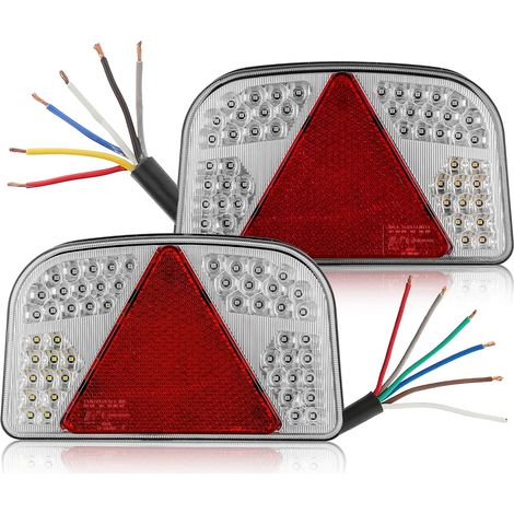 Feu Arrière LED Feux Remorque Etanche 12V 24V Universels Feux de Remorque LED Éclairage de Camion Caravane Voiture 7 Fonctions avec Feu de Brouillard Plaque Marche E-Mark (1/5)