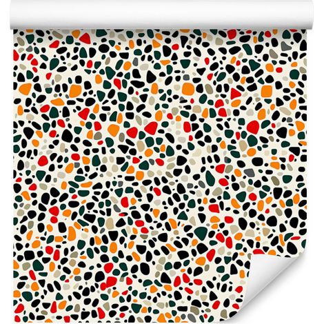 Carta da parati effetto terrazzo grigio, beige, grigio chiaro e crema 50x1000 cm (1/5)