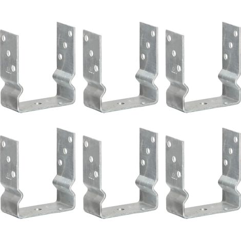 Lot de 6 Piquets de clôture Piquets pour grillage Argenté 12x6x15 cm Acier galvanisé 65900 (1/5)