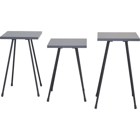 Set di 3 tavolini moderni impilabili dal design elegante in metallo e MDF antracite DEC050086