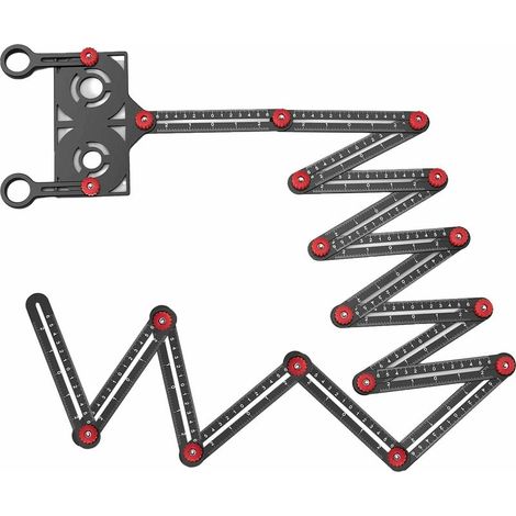 Règle de mesure multi-angles à 16 côtés avec localisateur d'ouverture, 16 angles de pliage en céramique, outil de mesure d'angle en alliage d'aluminium pour artisans, bricoleurs, charpentiers (1/5)