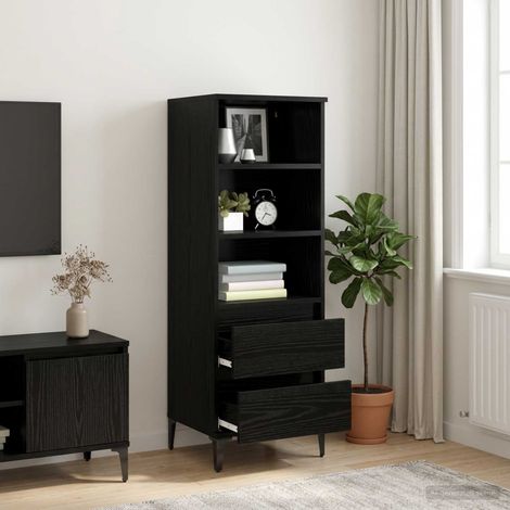 vidaXL Credenza Rovere Nero 40 x 36 x 110 cm Legno ingegnerizzato (1/5)