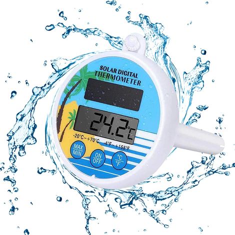 Thermomètre de Piscine Flottant à Énergie Solaire avec Ficelle, Affichage LCD Numérique, Lectures Précises et Faciles pour la Température de l'Eau pour Piscines, Étangs, Spas et Aquariums
