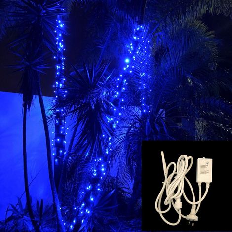 Guirlande lumineuse bleue de 10 m avec fil vert et contrôleur (1/5)