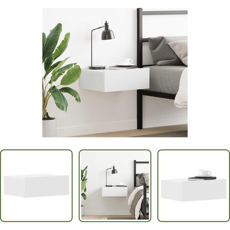Rangement murale - Table de chevet flottante Blanc 40x30x15 cm Bois d'ingénierie (1/5)