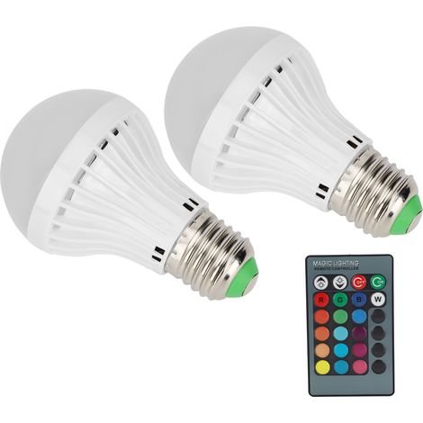 Ampoule LED E27RGB 3W, ampoule LED multicolore RGB avec télécommande (2 ampoules, 1 télécommande) (1/5)