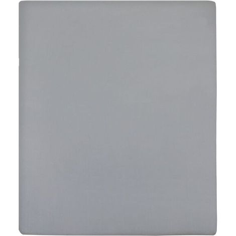 Drap-housse en coton tricoté gris, 90 x 200 cm (1/5)