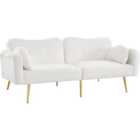 [Schlaffunktion]Zweisitzer-Sofabett - Modernes Zweisitzersofa mit verstellbarer Rückenlehne + vergoldeten Metallfüßen, integrierter Bettfunktion. Multifunktionales 2-in-1-Möbelstück. (1/5)
