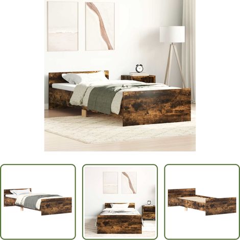 vidaXL Estructura de cama sin colchón madera roble ahumado 90x200 cm (1/5)