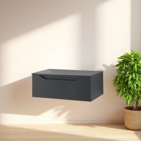 Cassetto bagno sospeso GIGLIO 80 cm in nobilitato Grafite Opaco (1/5)