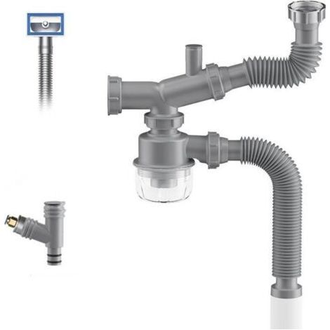 Kit de vidange pour broyeur à déchets, siphon en P pour évier de cuisine 1 1/2, gain de place, visible, anti-obstruction, anti-odeur, double bonde d'évier facile à nettoyer (1/4)
