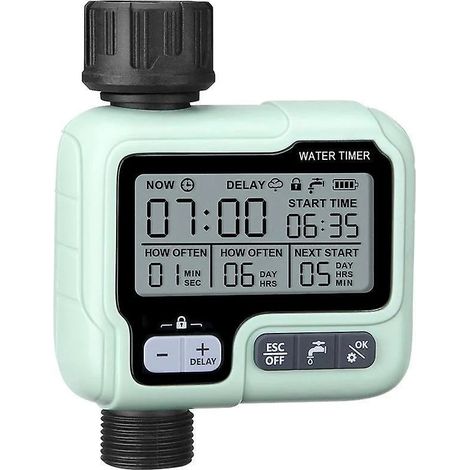 Programmateur d'arrosage automatique étanche IPX5 avec grand écran LCD et installation facile pour balcon (1/2)