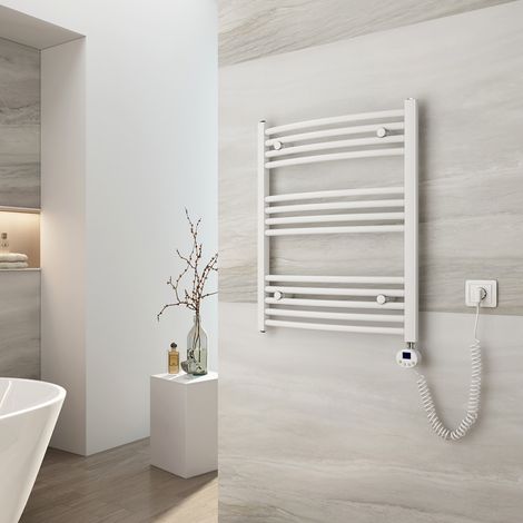 EMKE Radiador Toallero Eléctrico para Baño, Secatoallas eléctrico con termostato, Blanco 300 vatios 75x60cm