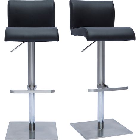 Design-Barhocker höhenverstellbar schwarz gebürsteter Edelstahl (2er-Set) SHEINA (1/5)