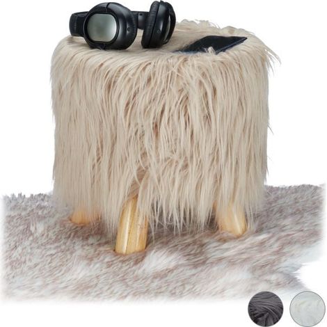 Faux fur footstool (1/5)