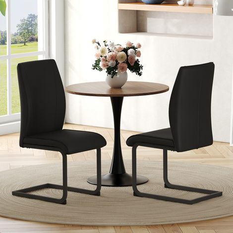 Sedie da pranzo 2 pezzi nere in similpelle con struttura in metallo, design moderno ed ergonomico,43x44.5x99cm (1/5)