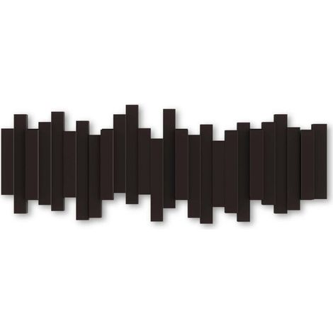 Wall-mounted coat rack with 5 hooks (black) (1/4)