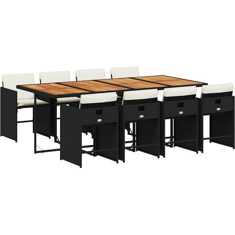 Maison Exclusive - Set de comedor de jardín 9 pzas y cojines ratá (1/5)